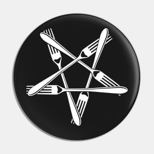 Fork Pentagram (black) Pin