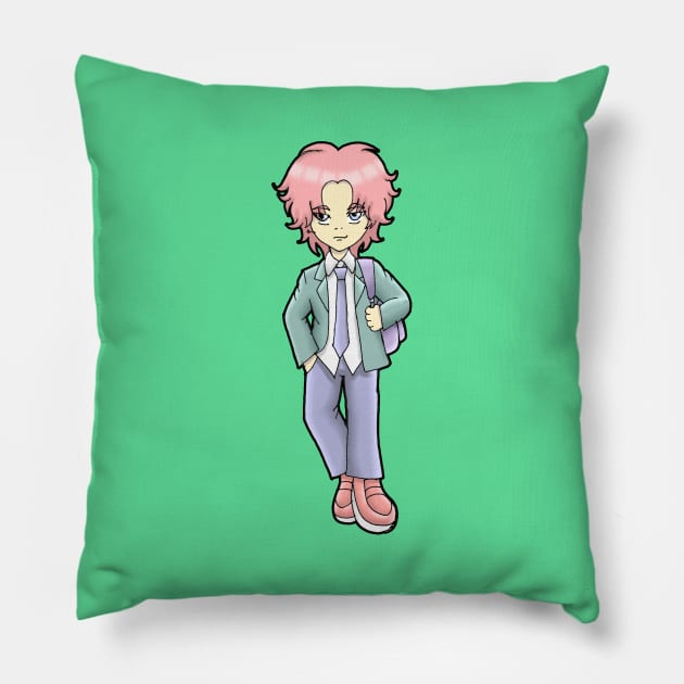 CHIBI ANIME COOL BOY SCHOOL UNIFORM Pillow by MIZART