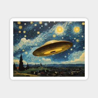Vincent Van Gogh UFO Alien Starry Night Magnet