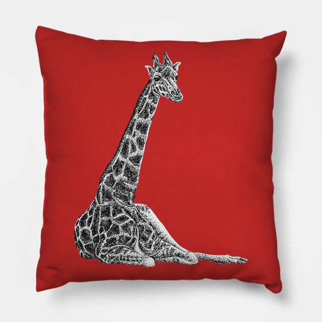 Giraffe illustration Pillow by lorendowding