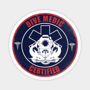 Dive Medic Certified (Small logo - Distressed) Magnet