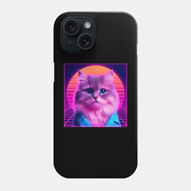 vaporwave cat Phone Case by Anthony88