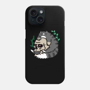 Gray Tabby Cat with a Spooky Skull Phone Case