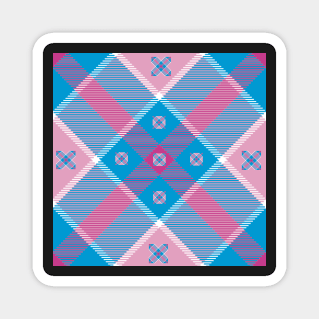 A Tartan pattern in blue, pink, red and white - go crazy with it! Magnet by innerspectrum