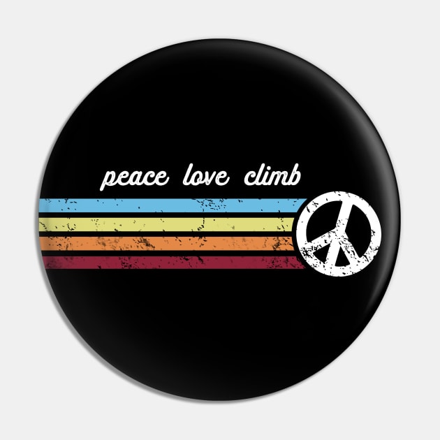 Retro Stripes Peace Love Climb Pin by Jitterfly