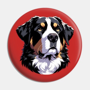 Stunning and Cool Greater Swiss Mountain Dog Monochrome and Gold Portrait for Father's Day Pin