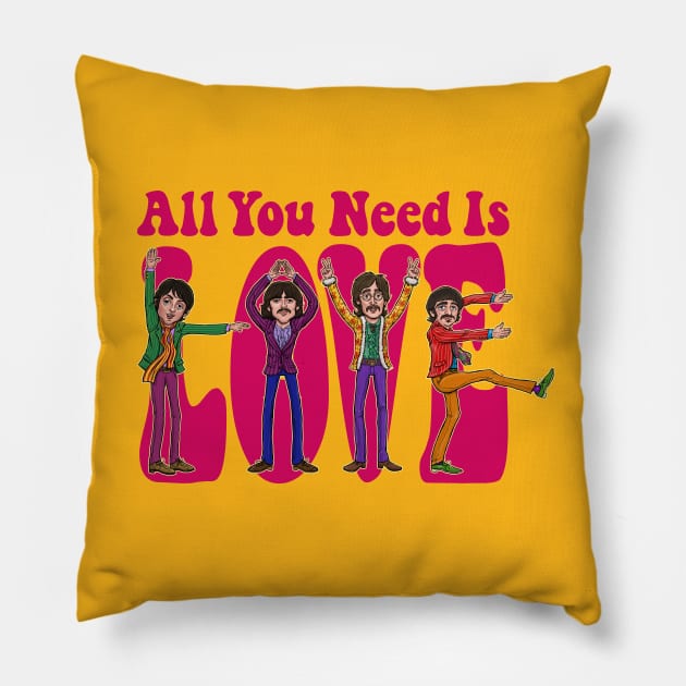 All You Need Is Love - Fuchsia Pillow by mcillustrator