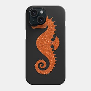 Burnt Orange Faux Glitter Seahorse Phone Case