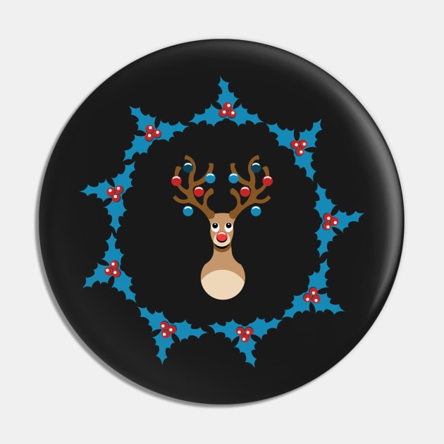 Cute Rudolph Reindeer Mistletoe Pin by atomguy