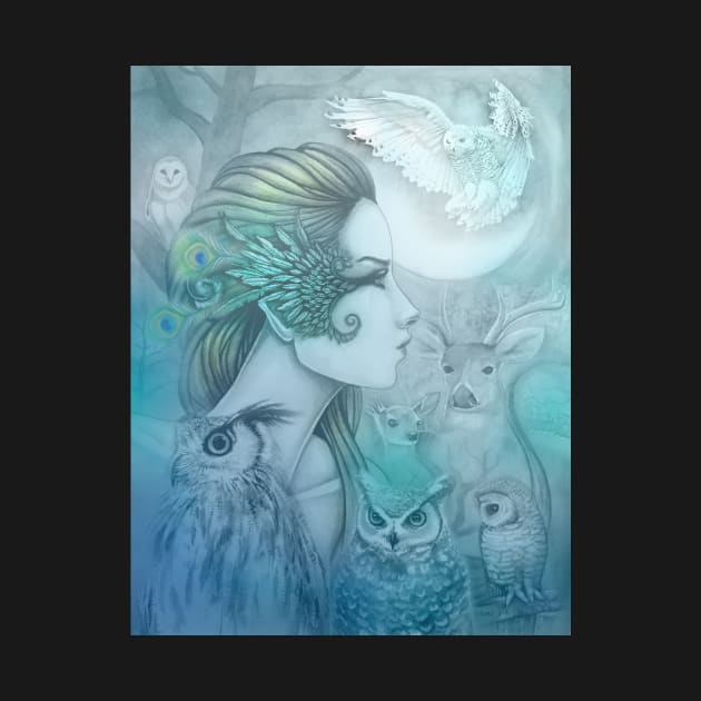 Spirit of Artemis (2) Goddess Fantasy Art Owls by robmolily