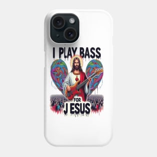 Jesus Depicted as a Bass Guitarist Performing for a Cheering Crowd Phone Case