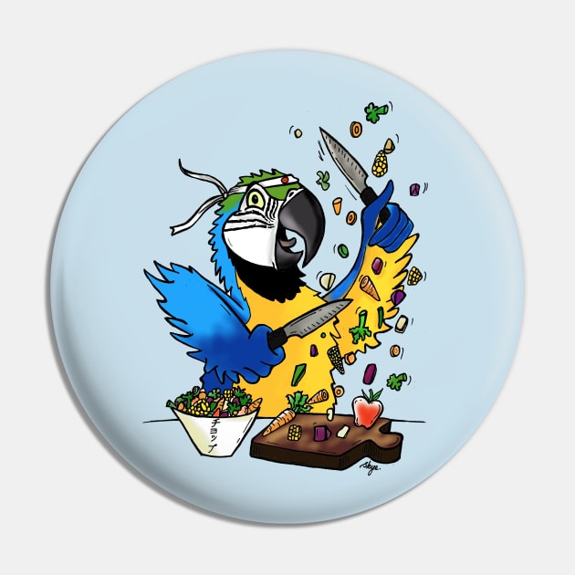 Chop Macaw Pin by SkyeElizabeth