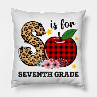 S Is For Seventh Grade Teacher Leopard Back To School Pillow