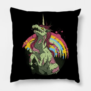 Zombie Unicorn Halloween Design Pillow