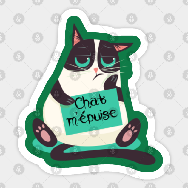 Chat M Epuise Chat Epuise Autocollant Teepublic Fr