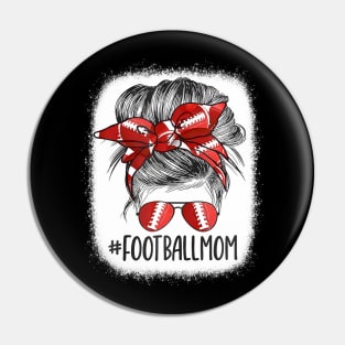 Funny Bleached Football Mom Messy Bun Player Mom Mother's Pin