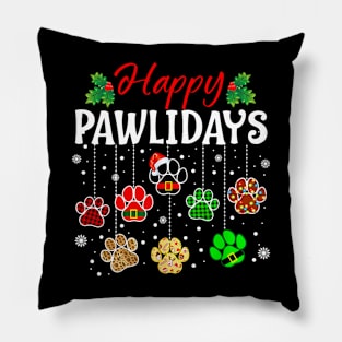 Happy Pawlidays Christmas Dog Paw Xmas Dogs Lover Pillow