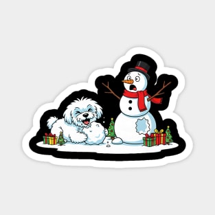 Funny Maltese Snowman Christmas Tree Xmas Magnet