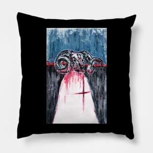 Creepy Deer Skull Monster Demon Painting Pillow