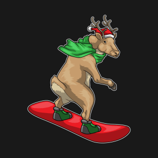 Reindeer Christmas Snowboard T-Shirt