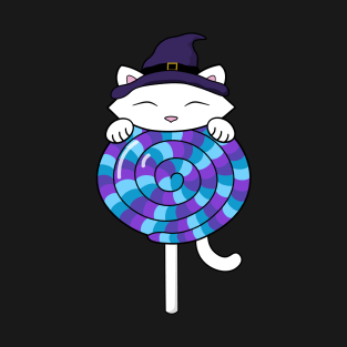 Halloween cat eating lollipop T-Shirt