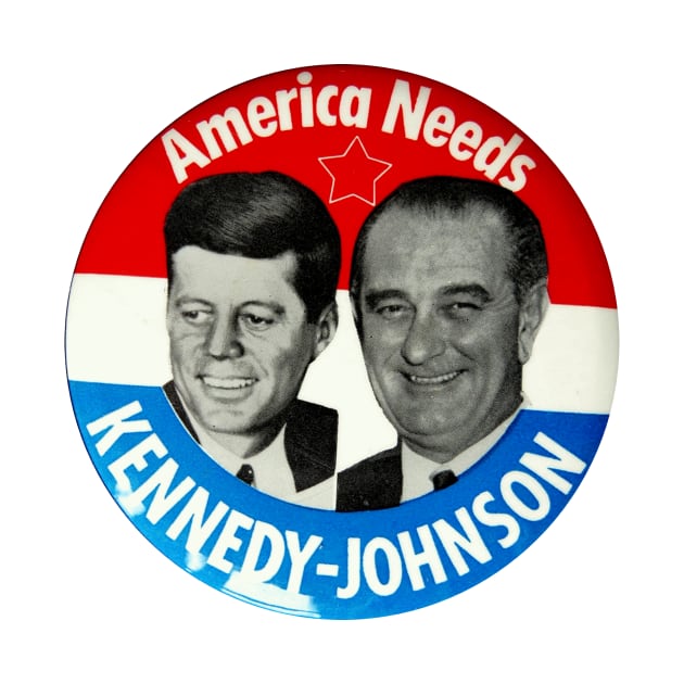 Kennedy - Johnson 1960 Presidential Campaign Button Design by Naves