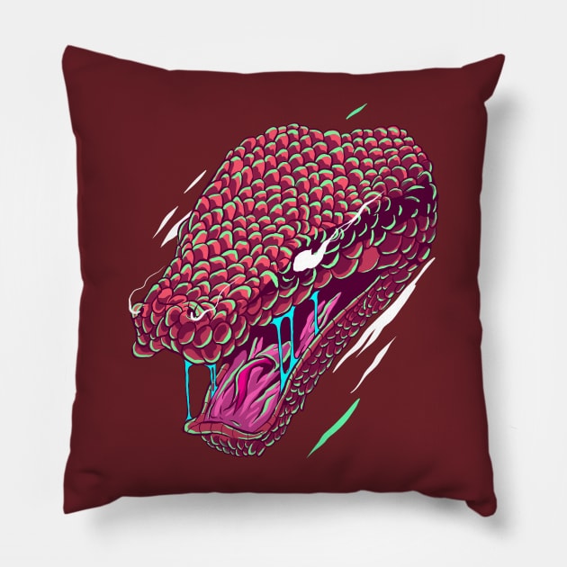 snake head illustration Pillow by Mako Design 