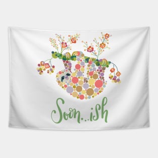 Soonish Funny Sloth Design Slow Lazy Colorful Circles Tapestry