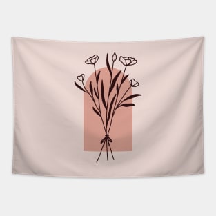 Abstract botanical Wildflower Poppy One Line Art Flowers Tapestry