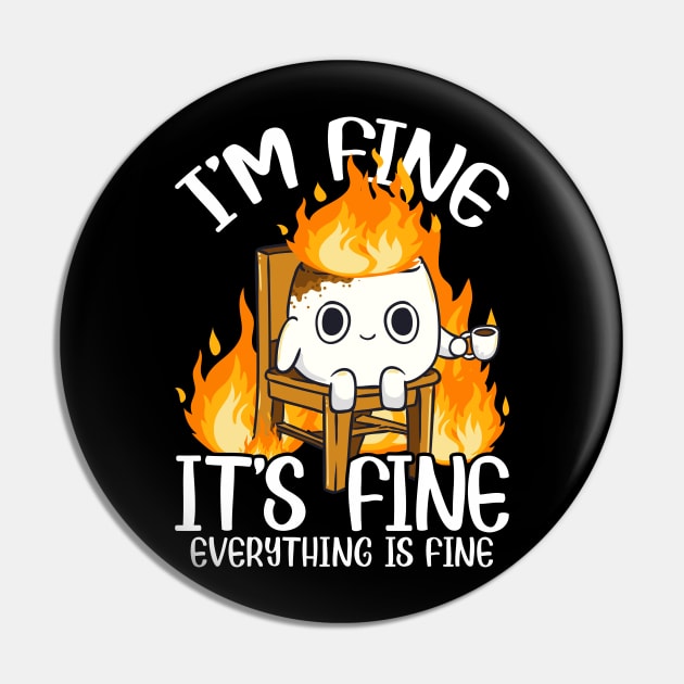 Marshmallow I'm Fine Meme Outdoor Men Kids Women Camping Pin by KsuAnn