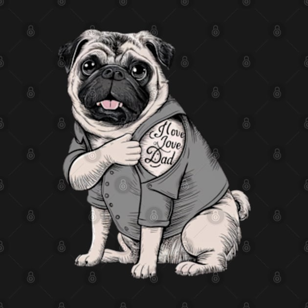 Generate a hand drawn vector design Pug.Happy father day (2) by YolandaRoberts