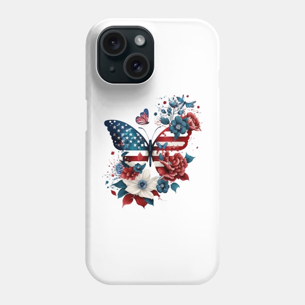 4th of July Floral Butterfly patriotic usa Phone Case by studio.artslap