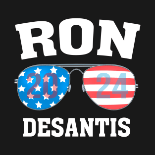 Ron DeSantis for President 2024 Election Proud Republican Conservative American Vote Red - Flag Sunglasses Illustration T-Shirt