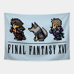 Clive, Torgal, and Cid Logo Design | FFXVI Pixel Party Members | Final Fantasy 16 | Light Colors Tapestry