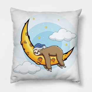 funny sleep sloth illustration - humour gift for brothers Pillow