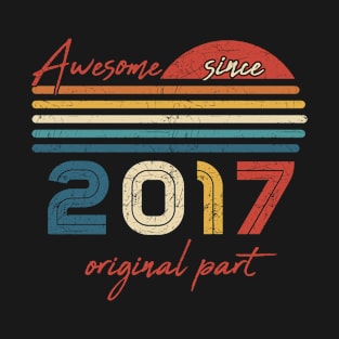 Vintage 5 Birthday Gifts Awesome Since 2017 Original Part T-Shirt