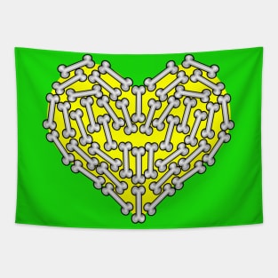 Yellow Heart made of Bones - Jamaican Colors Tapestry