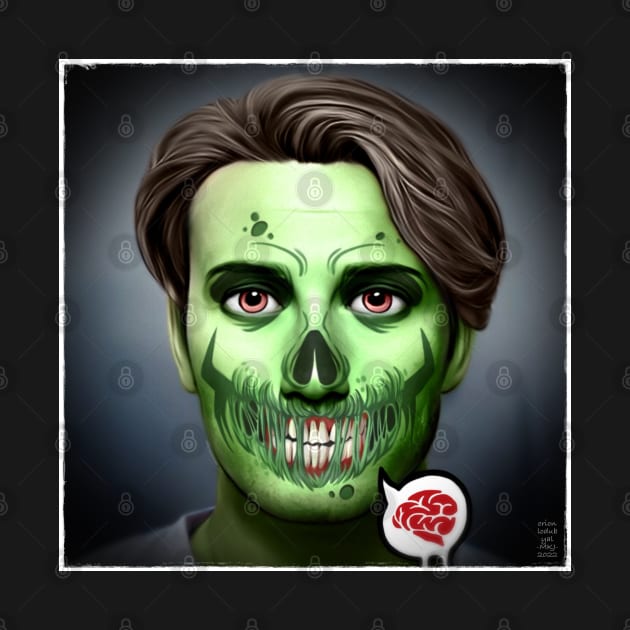 Green Zombie Hannibal with Brain by OrionLodubyal