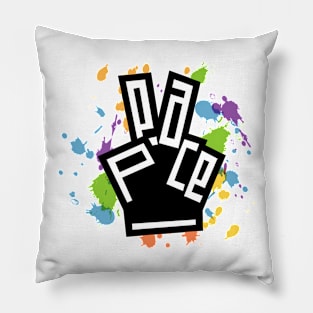 PEACE Hand | PEACE Fingers Design with color splashes Pillow