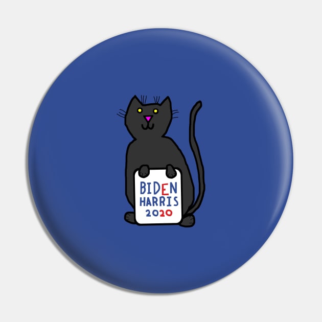 Small Cat with Biden Harris Sign Pin by ellenhenryart