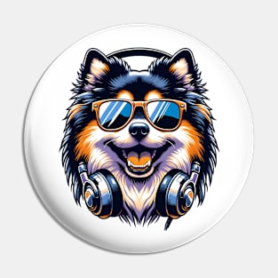 Swedish Lapphund DJ Smiling with Euphoric Melodies Pin