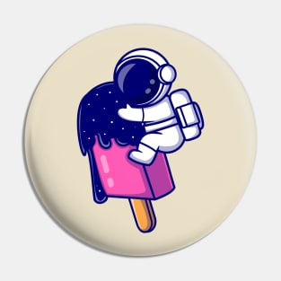 Cute Astronaut With Ice Cream Popsicle Space Cartoon Pin