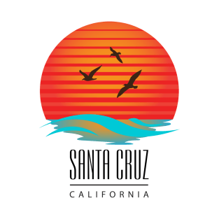 Santa Cruz Logo Sticker Sunset Waves and Birds Lite T-Shirt