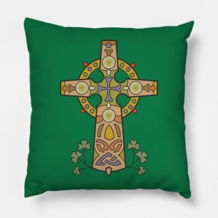 Celtic Cross with Shamrocks Pillow