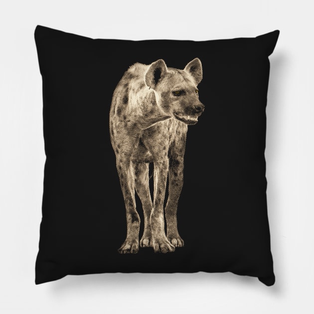 Spotted Hyena in Vintage Sepia Pillow by scotch