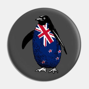 Cute New Zealand Penguin | Vintage Penguin Supporting New Zealand All The Way Pin