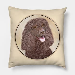 Irish Water Spaniel Painting - Original Dog Art Pillow