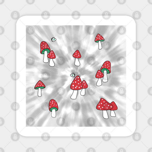 Aesthetic Red Hatted Mushrooms And Butterflies On A Black And White Tie Dye Background Mushroom Magnet Teepublic Collection by heera thind • last updated 4 weeks ago. aesthetic red hatted mushrooms and butterflies on a black and white tie dye background