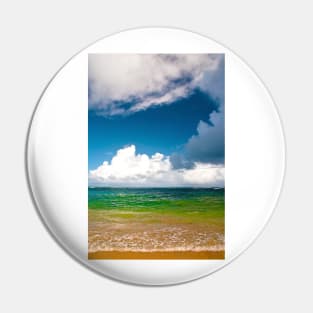 Green Seascape,Cumulus Clouds Over Deep Blue Sky Pin