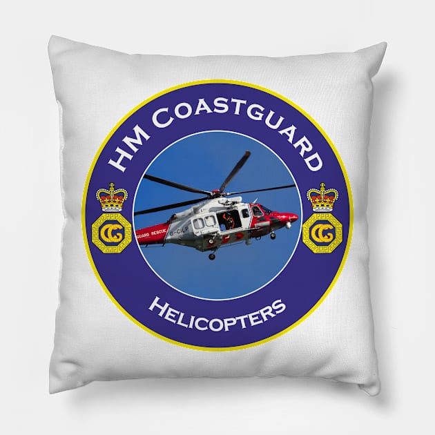 HM Coastguard search and rescue Helicopter, Pillow by AJ techDesigns